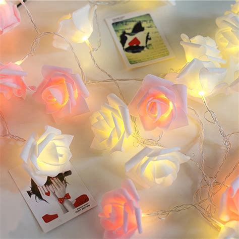 20 LED Rose Flower Fairy String Lights Artificial Flower Bouquet