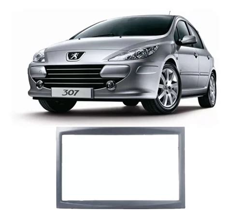 Moldura Painel Peugeot 307 2001 A 2012 Rádio 2din Dvd Prata