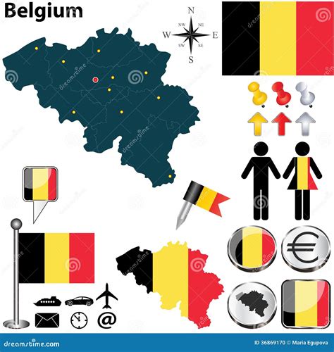 Belgium Map Stock Vector Illustration Of Geography Border 36869170