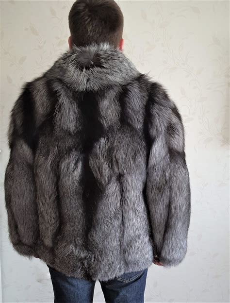 Mens Silver Fox Fur Coat Real Mens Fox Coat Fox Fur Coat Etsy