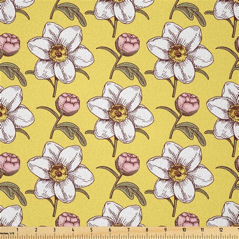 Ambesonne Vintage Fabric By The Yard Microfiber Romantic Nature