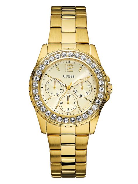 Gold Tone Multifunction Watch GUESS Factory Ca