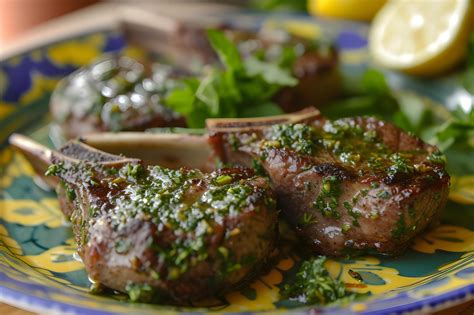 Ai Generated Savory Elegance Herb Crusted Lamb Chops With Mint