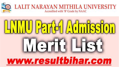 LNMU Part 1 Admission Merit List 2021 Session 2021 24 LNMU BA B Sc B