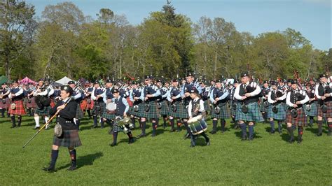 Massed Pipe Bands March Off Playing Scotland The Brave After 2022 North