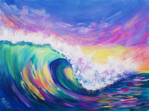 3 Color Challenge WAVE AT SUNSET Acrylic Painting Tutorial | The Art ...