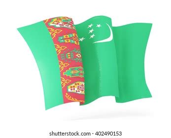 Waving Flag Turkmenistan Isolated On White Stock Illustration 402490153