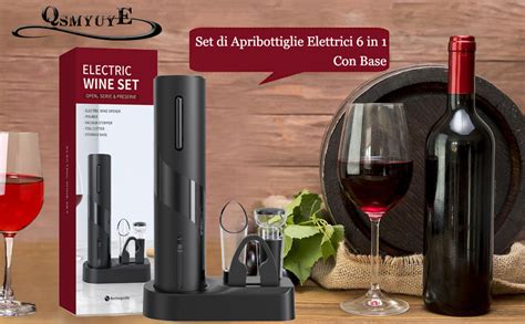 QSMYUYE Cavatappi Elettrico Per Vino Set Di Apribottiglie Elettrico 6