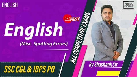 Live English Misc Spotting Errors Class Important For Ssc Cgl Ibps