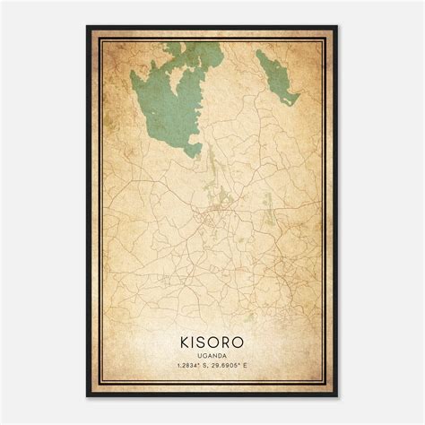 Vintage Kisoro Uganda Map Poster, Kisoro City Road Wall Art Print ...