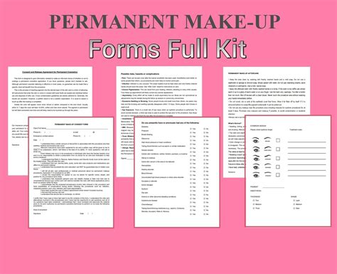 Permanent Make Up Consent Form Aftercare Etsy