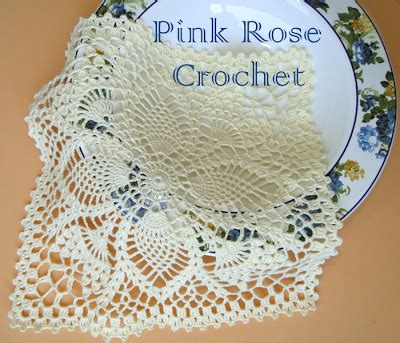 Pink Rose Crochet Centrinho Quadrado Abacaxis