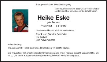 Traueranzeigen Von Heike Eske Trauer In NRW De