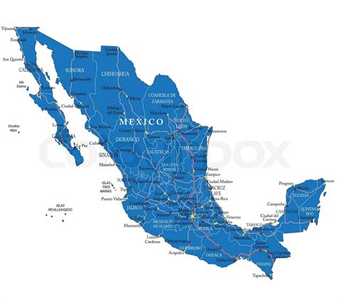 Mexico Map Stock Vector Colourbox