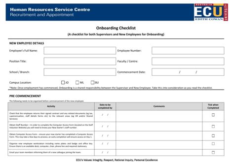 Onboarding Checklist