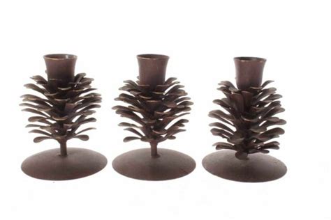 Vintage Christmas Metal Pine Cone Candle Holders Ebay