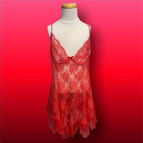 Vintage Lingerie Red Lace Babydoll Dress Gem