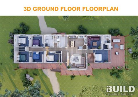 Kit Homes Gold Coast 3D Ground Floor Floorplan V2 IBuild Building