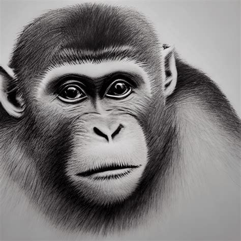 A Realistic Drawing of a Monkey · Creative Fabrica