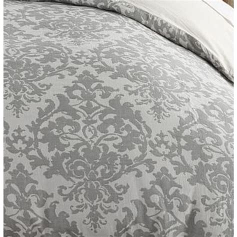 Pottery Barn Bedding Pottery Barn Gray Jacquard Medallion Duvet Cover Fullqueen Linen Blend