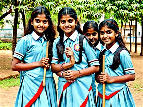 group   indian school girls  uniform