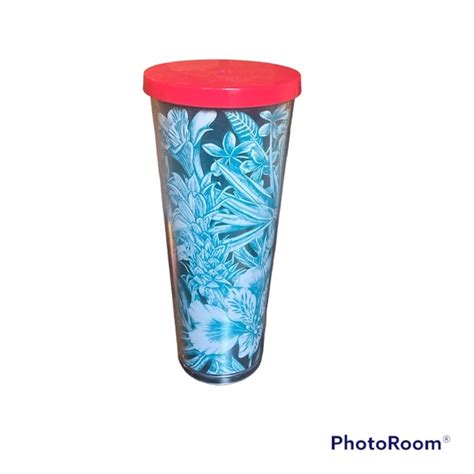 Starbucks Kitchen Starbucks 26 Tropical Blue Floral Cold Cup