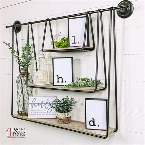 Lhd Metal Wall Shelf With Wood Tops In 2021 Metal Wall Shelves