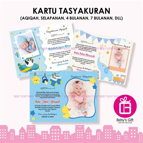 Jual Kartu Ucapan Tasyakuran Kelahiran Anak Aqiqah Selapanan Hari