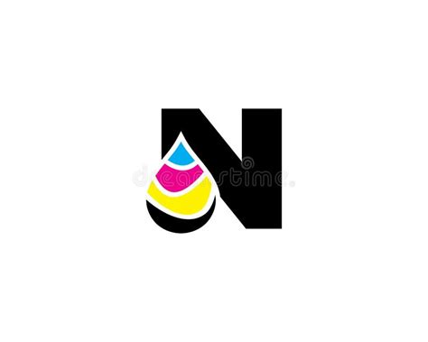 N Letter With Cmyk Ink Drop Logo Design Stock Vector Illustration Of