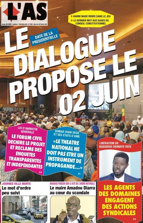 La Une des journaux du Mercredi 28 Février 2024 Réference Actu