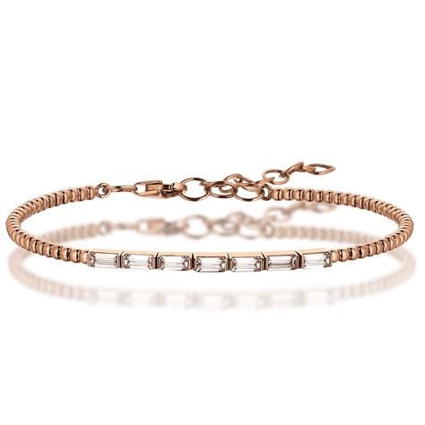 Half Baguette Tennis Bracelet Alt N Bileklik Sk Pl Ayar Rose Alt N