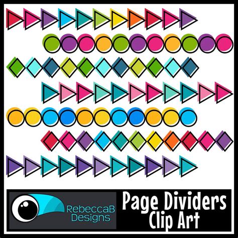 Page Dividers Clip Art Border Dividers Colorful Page | Etsy