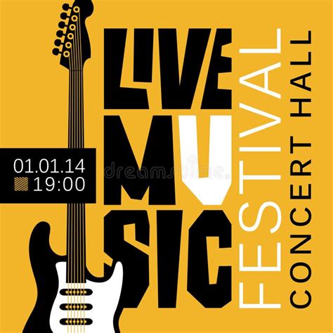 Banner For Live Music Festival With Guitar Stock Vector Illustration