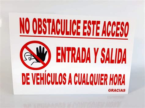 Cartel De Metal De 30x20 Cm No Obstaculice Este Acceso Entrada Y