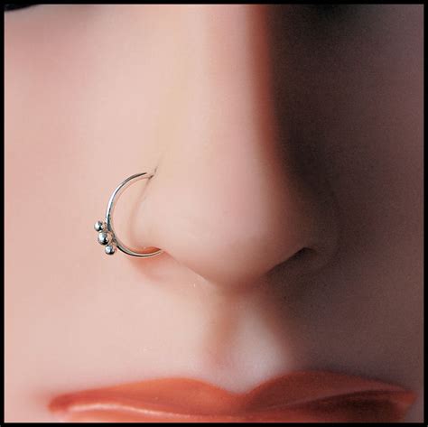 Embellished Sterling Silver Septum Ring | Sterling Silver Nose Ring – Rock Your Nose Jewelry Inc.