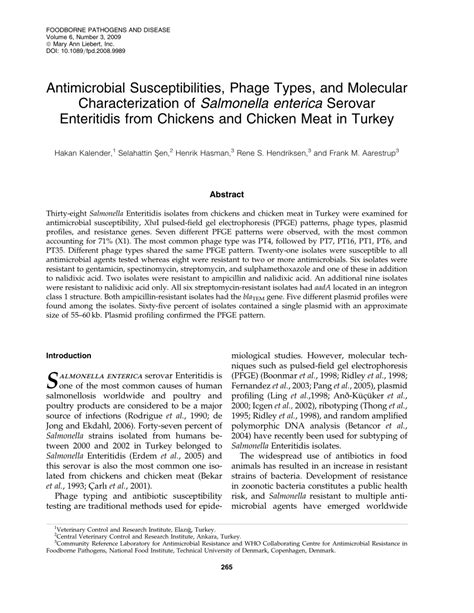 Pdf Antimicrobial Susceptibilities Phage Types And Molecular