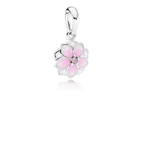 PANDORA Magnolia Bloom Pale Cerise Enamel Pink CZ Pandora