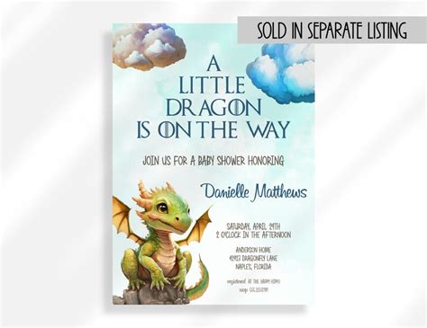 Editable Dragon Baby Shower Invitation Instant Digital Download Etsy