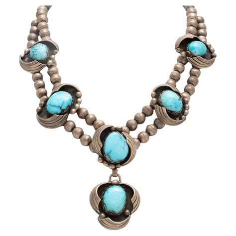 J W Vintage Navajo Turquoise Sun Wheel Sterling Necklace At Stdibs