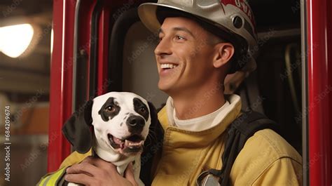 Firefighter and Dalmatian: Showcase the classic camaraderie between a ...