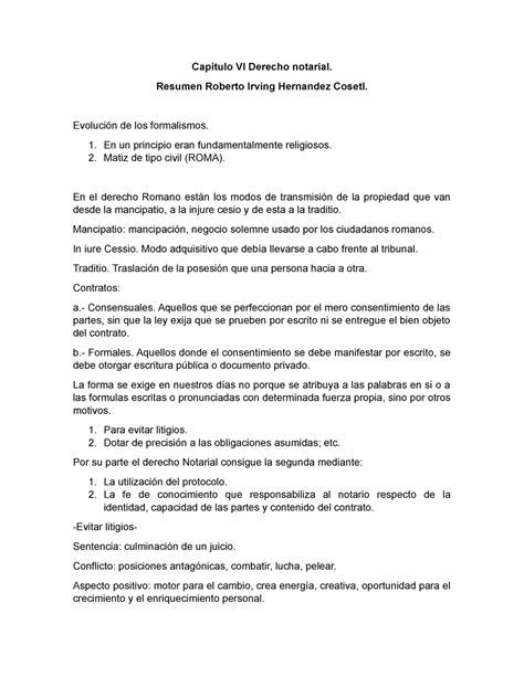 Resumen Rob Capitulo Vi Derecho Notarial Cap Tulo Vi Derecho Notarial