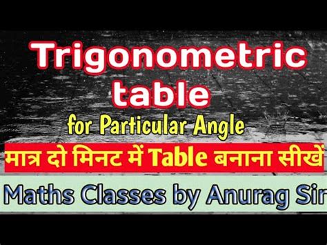 Trigonometric Table Simple Trick Class 10 Maths Classes By Anurag