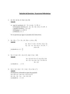 Solución de Ejercicios Ecuaciones Polinómicas soluci 243 n de