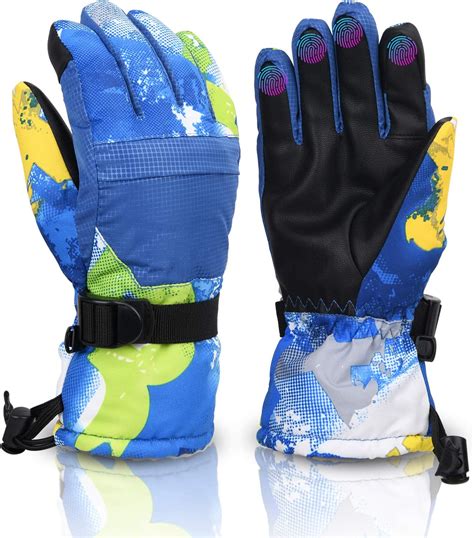 Kids Ski Gloves Zeaubim Winter Waterproof Ski Snowboard Gloves Warm