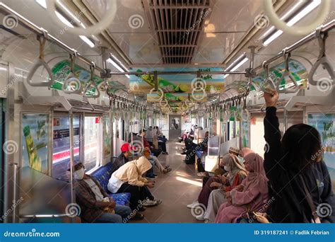 View Inside The Krl Commuter Line Train Carriage Crowded Commuter Line