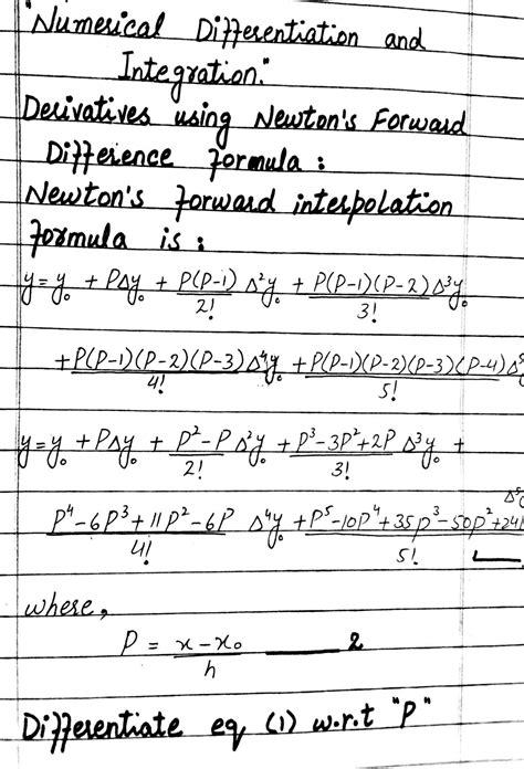 Solution Numerical Differentiation And Integration Using Newton S