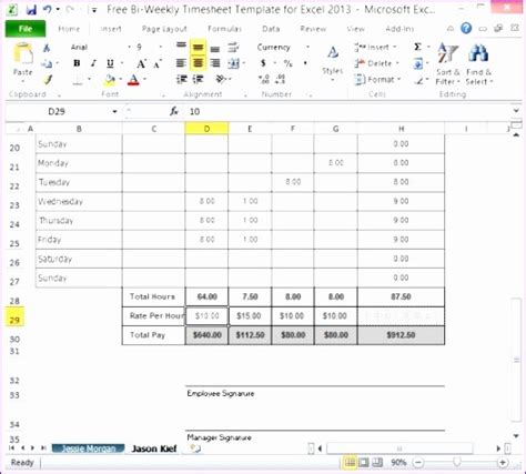 50 Excel Timesheet For Multiple Employees