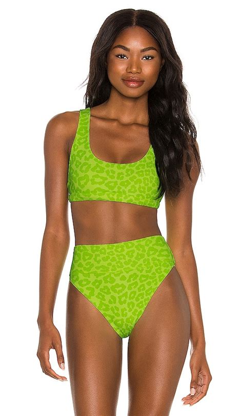 Beach Riot Peyton Bikini Topgreen Lemon Lime Leopard Editorialist