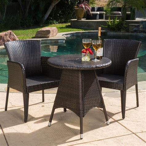 Noble House Corsica Multi Brown Piece Faux Rattan Round Outdoor