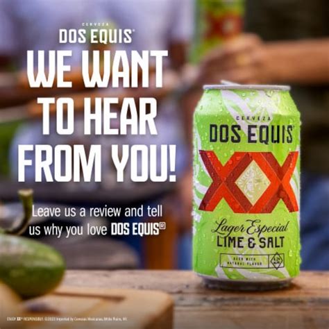 Dos Equis Lime Salt Mexican Lager Beer 6 Pack 12 Fl Oz Cans 6 Cans